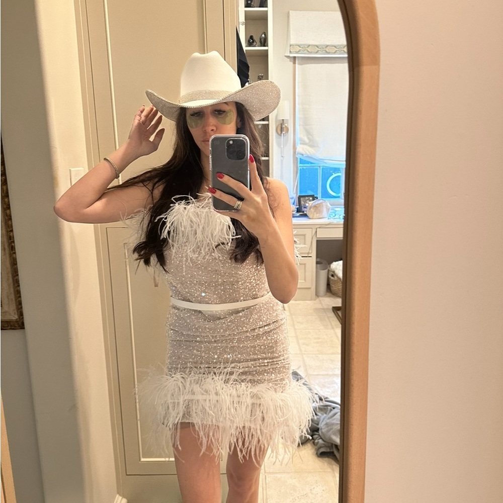 Portia and Scarlett’s sequin feather dress